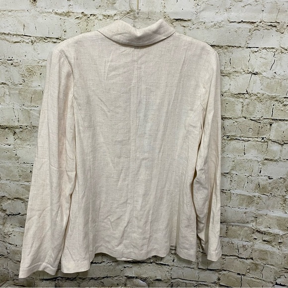 Lauren Conrad Beige Linen Blend Unlined Double Breasted Blazer - Picture 4 of 6